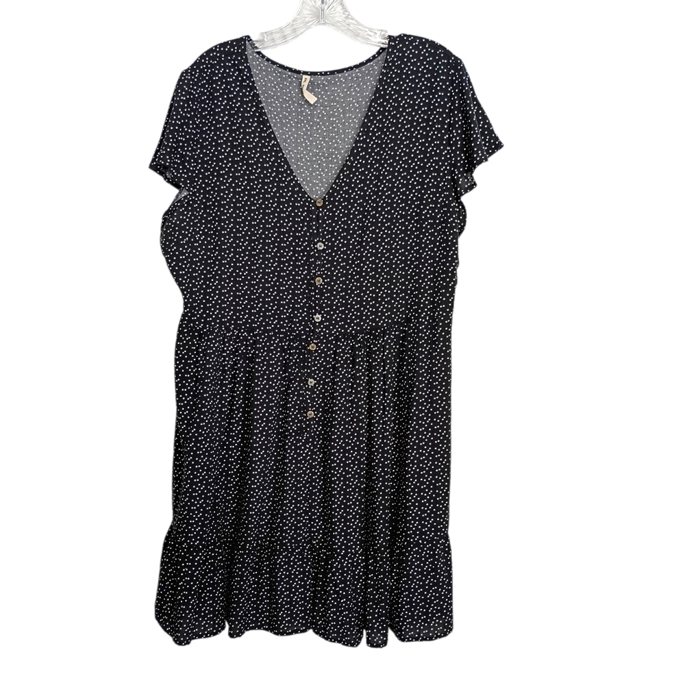Issimo Corana - Black Cap Sleeve Polka Dot Dress - Size 2xl